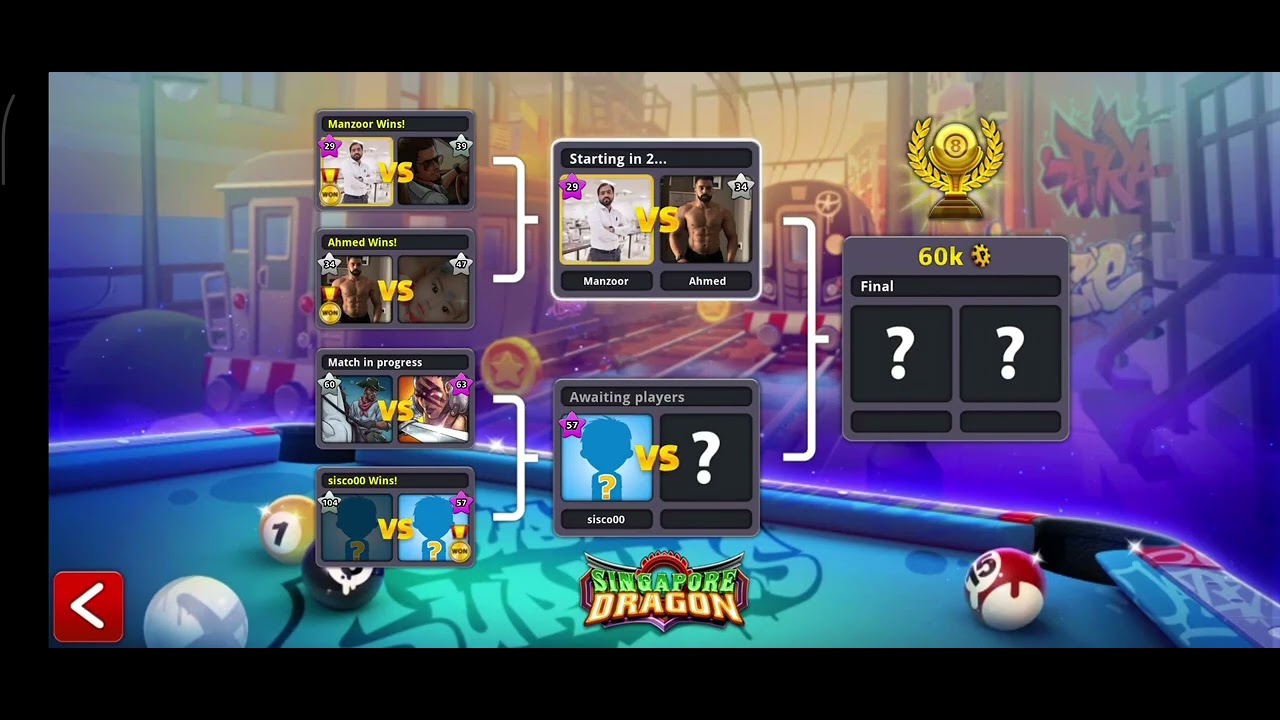 Singapore dragon tournament win 8 ball pool 