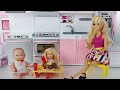 Baby doll mart and Barbie Pink kitchen refrigerator toys play - 토이몽