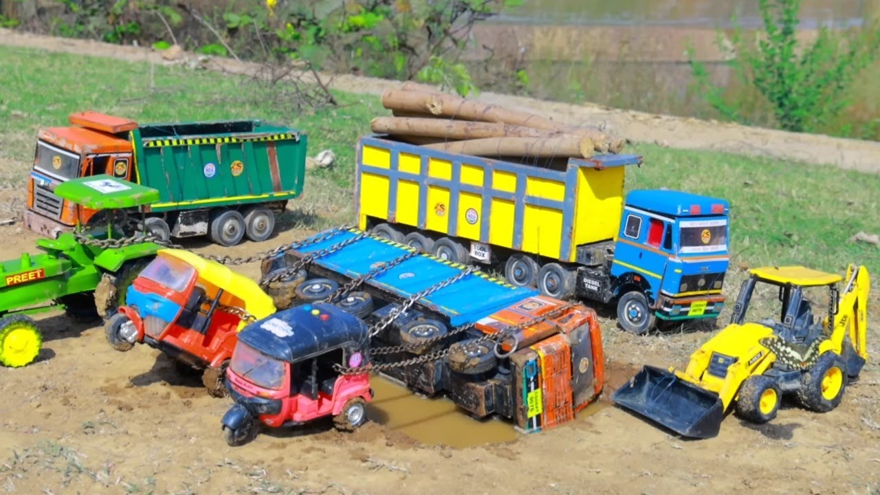 Tata parsel truck Accident And Jcb Are Rescue Success Fully Pikup Tractor Aeroplane