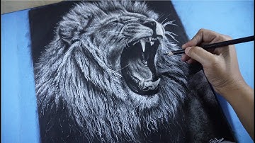 Realistic Lion Drawing | charcoal | Time Lapse