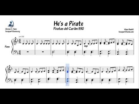 Corroer Inferior frotis Piratas del Caribe Partitura de Piano He's a Pirate - YouTube