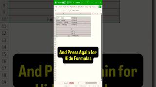 Excel Shortcut to Show formulas #excel