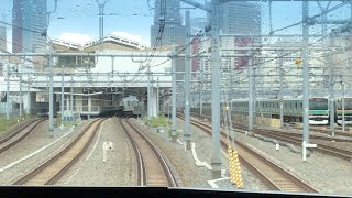 JR東日本京浜東北線北行き　品川駅→高輪ゲートウェイ駅　前面展望・車内放送