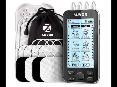 BEST TENS & EMS Muscle Stimulation Machine AUVON  (4 Outputs-24 Modes) 10pcs Electrode Pads  REVIEW