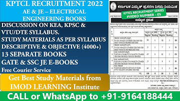 KPTCL AE & JE ELECTRICAL STUDY MATERIALS, SYLLABUS | KPTCL RECRUITMENT 2022| IMOD LEARNING INSTITUTE