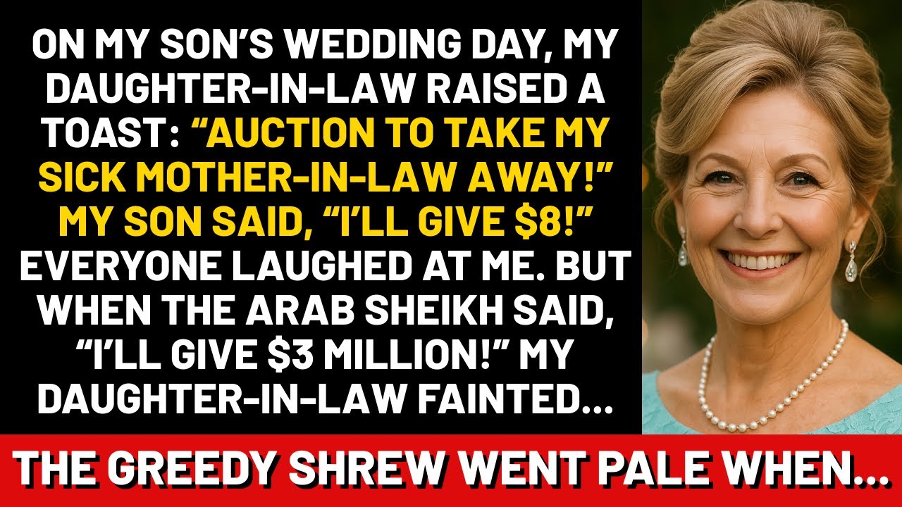 On my son’s wedding day, my daughter-in-law raised a toast: “Auction to take my sick mother-in-law..