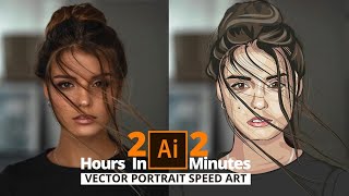 2 Hours In 2 Minutes | portrait illustration in Adobe Illustrator | Speed Art | Syedas Graphics