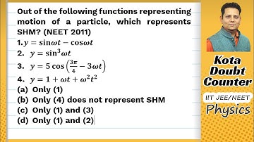Out of the following functions representing motion of a particle which represents SHM? y=sinwt-coswt
