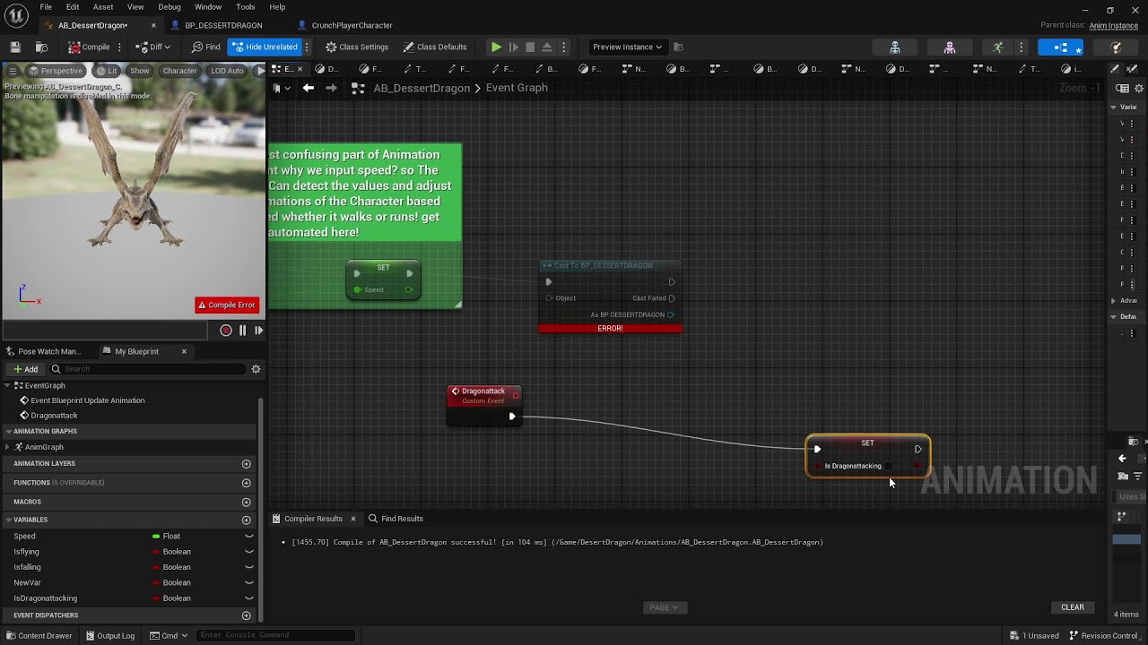 Finish coding the Dragon animation blueprint