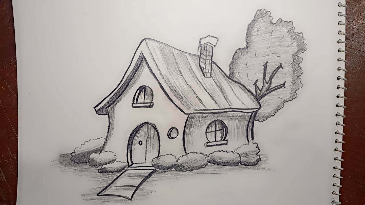 House drawing easy || step by step sketch || easy to draw 