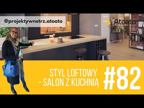 Styl loftowy - salon z kuchnią - inspiracje