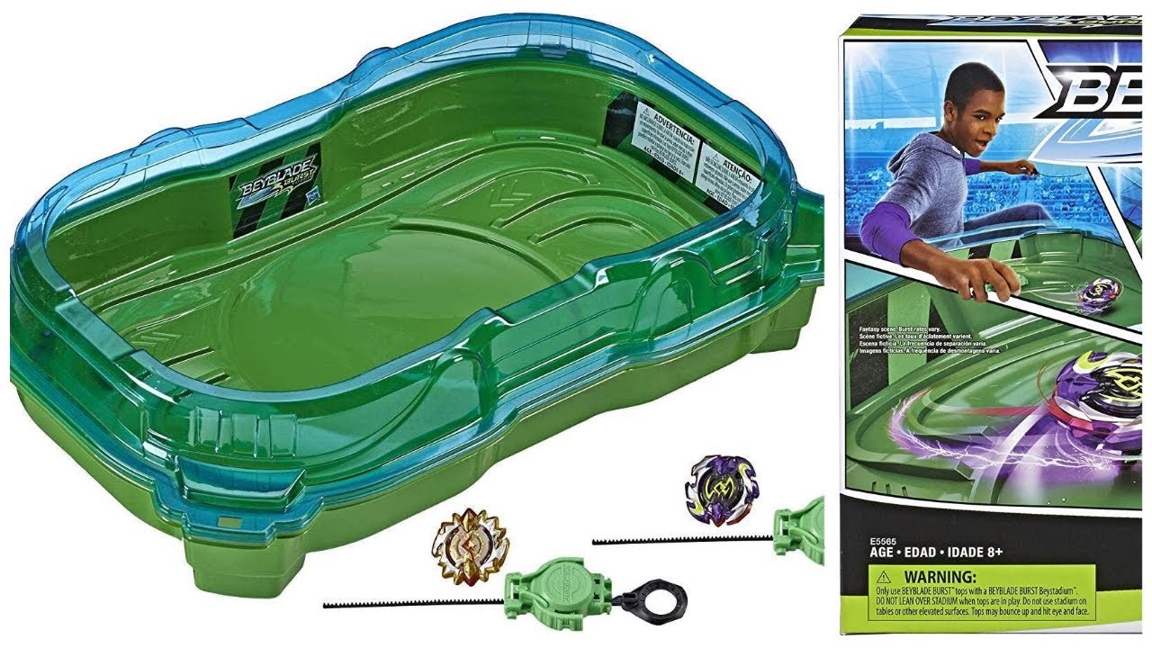 Beyblade Burst Turbo Slingshock Cross Collision Battle Set Game Unboxing Green Stadium QR Code