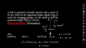 Solving HCV is now a Kids Play! A ball is projected vertically upward with a speed of 50 m/s. Find