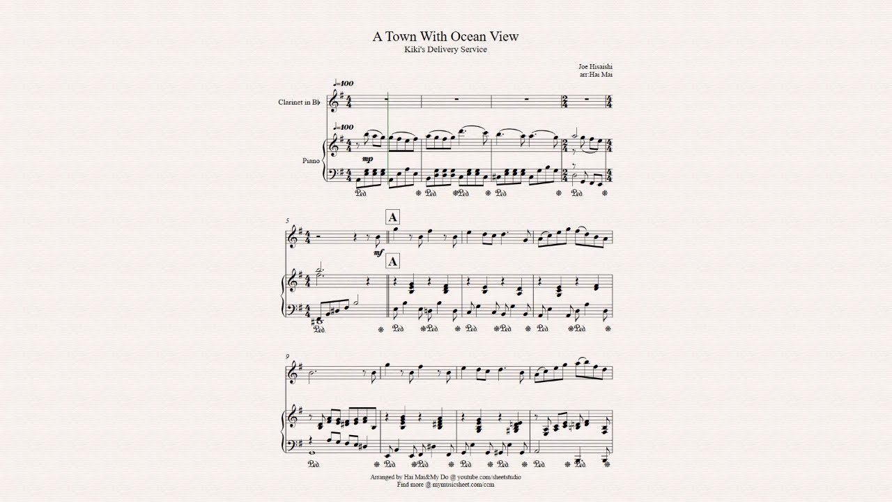 A Town With An Ocean View for Clarinet solo and Piano