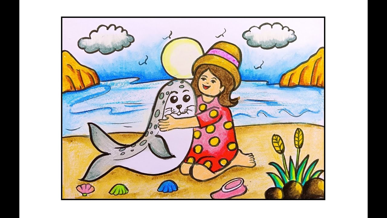 SUMMER SPECIAL DRAWING/VERY EASY SUMMER SEASON DRAWING /HOW TO DRAW SEA ...