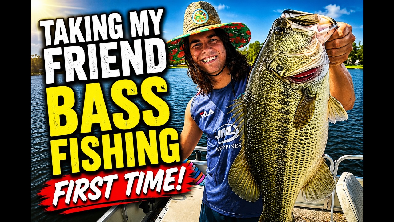 My Friends First Time Bass Fishing!