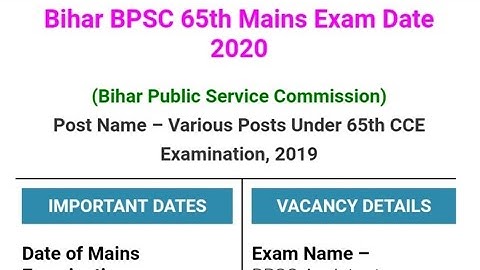 Bihar bpsc 65th mains exam date