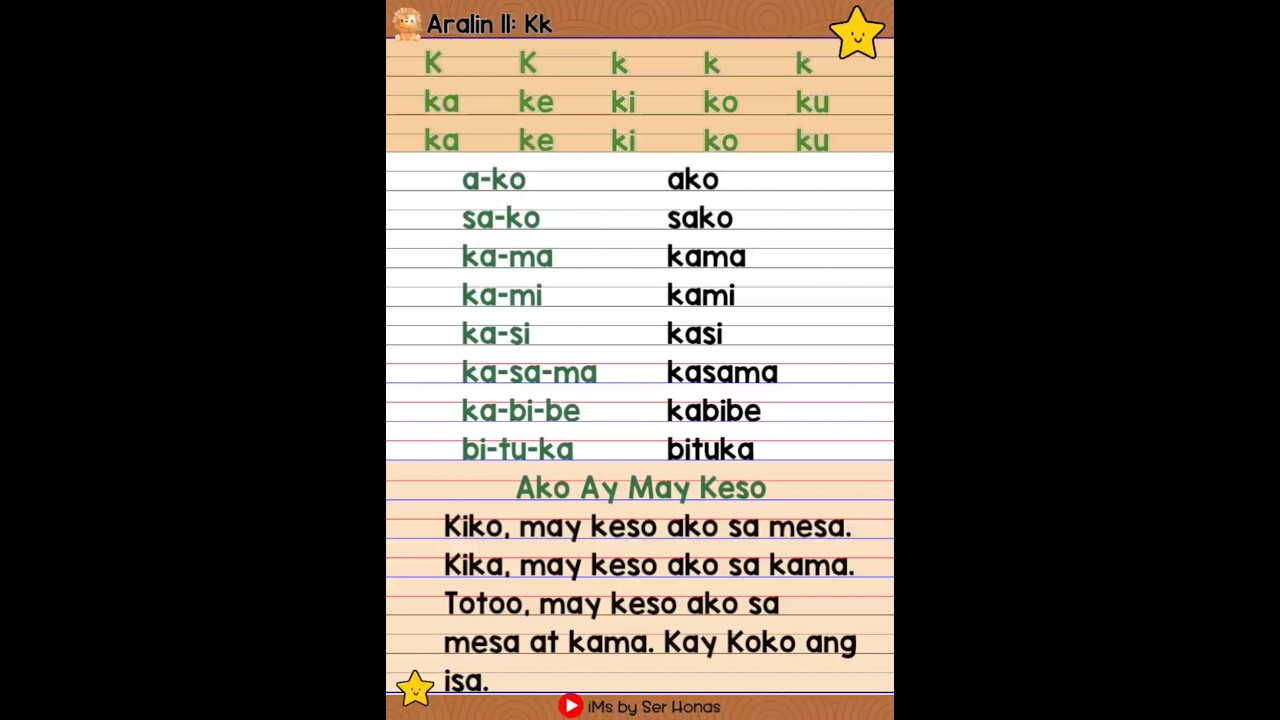 Aralin 11: Kk tsart| ARAL Reading Program Support Material