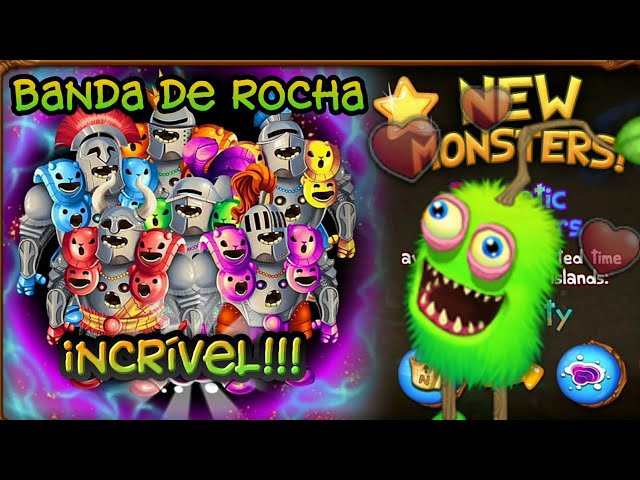 My Singing Monsters Brasil - abelha besteira rara disponível Combinação ilha  de terra: Banda de rocha + piu-flau Banda de rocha + pompom Banda de rocha  + thumpies Banda de rocha +