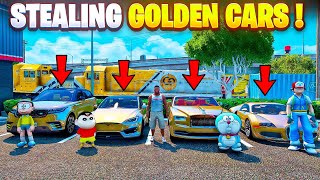 Golden Cars “🚗” Stealing Challenge In GTA5 With Shinchan Doraemon Nobita & Ash😱 Full Fun🤣 screenshot 4