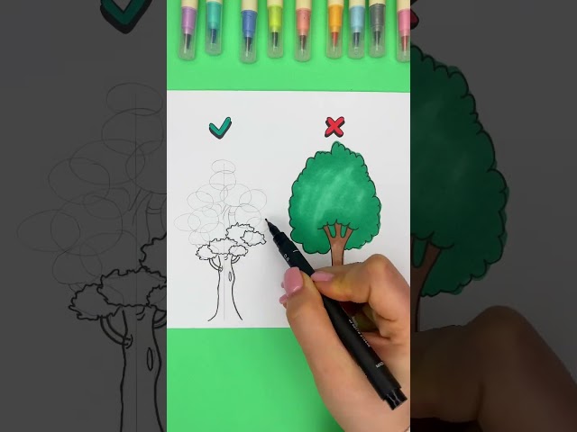 How to draw a tree 🌳 tutorial step by step #shorts class=