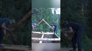 Building Cozy Log Cabin in the Wild with Hand Tools