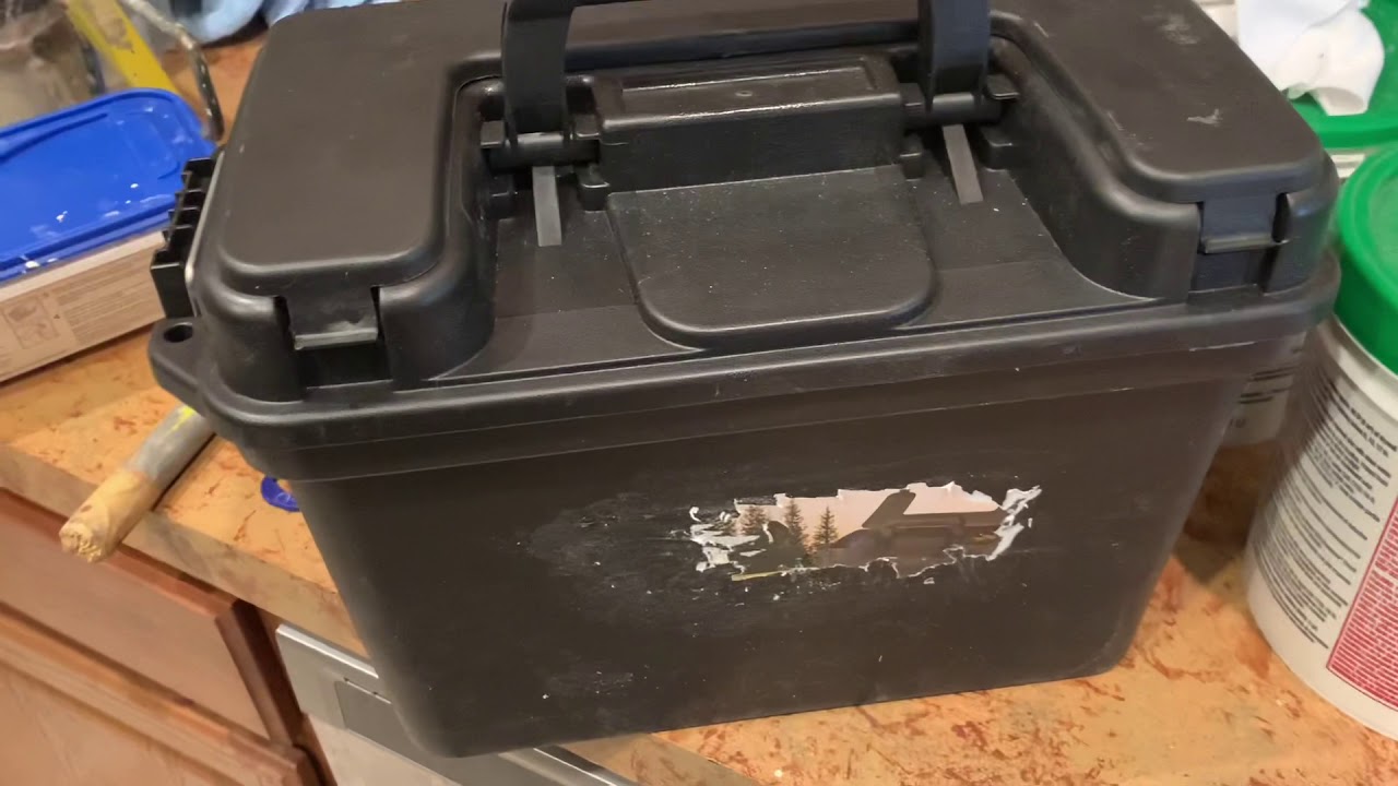 harbor freight ammo box used as a tool box for small painting tools