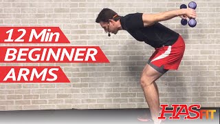 12 Min Beginner Arm Workout for Women & Men with Weights at Home  Easy Arm Workouts for Beginners