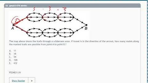 The map above shows the trails through a wilderness area. If travel is in the direction of the...