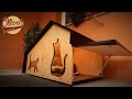 Modern cat house with laser cut door and window