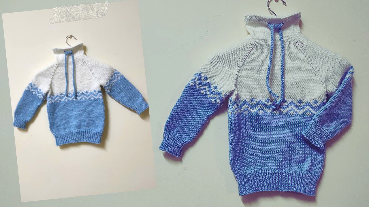 Two Colour Cowl Neck Pullover | Baby Boy Sweater 1 to 2 Years | Step by Step Tutorial In Urdu
