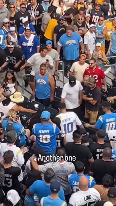 Fans fight in the stands at L.A. Chargers vs. Las Vegas Raiders game -  YouTube