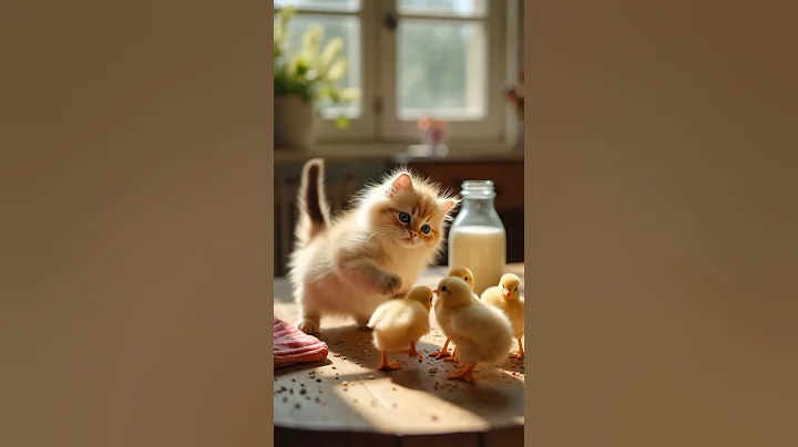 Watch the video about Adorable Persian kitten meets baby chicks 🐾🐥—a cuteness overload you can’t miss! Watch now! 💖