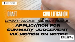 Celebrity DRAFT - APPLICATION FOR SUMMARY JUDGEMENT - MOTION ON NOTICE- CIVIL LITIGATION - NIGERIAN LAW SCHOOL Wealth