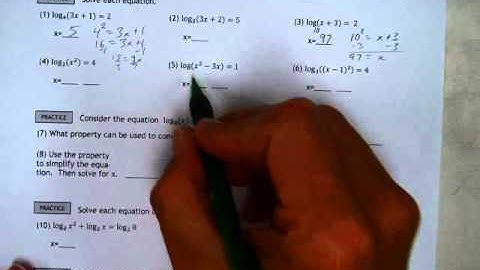 Alg 2 Worksheet 19 6 #1 3 and 5 Solving Log Equations