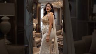 Why Does She Look So Gorgeous In An Off-White Saree With Den Blouse?