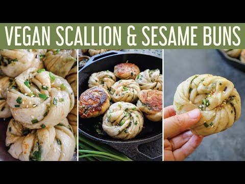 Pan-Fried Scallion and Toasted Sesame Buns (Hua Juan or 花卷) | Vegan Chinese Recipe