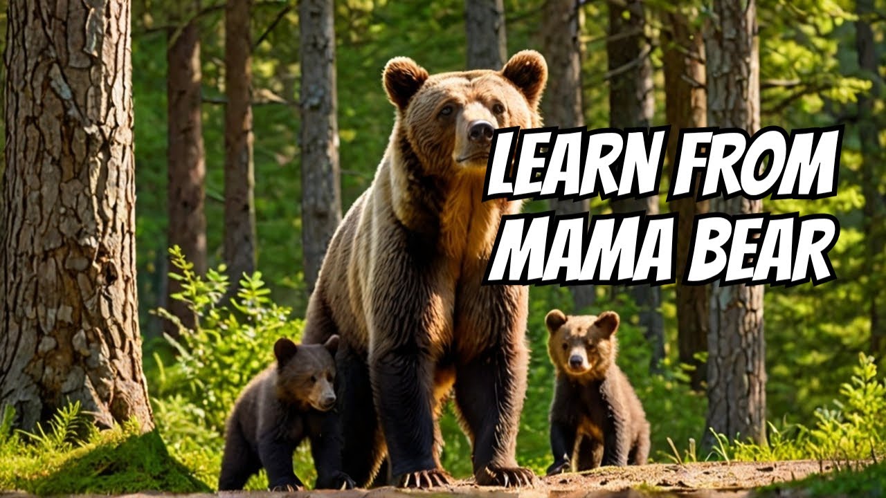 Mama Brown Bear Teaches Her Adorable Cubs to Stand Up - YouTube