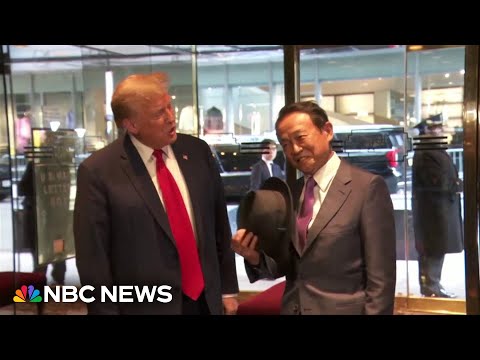 Donald Trump welcomes former Japanese prime minister to New York.