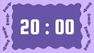 20 Minute Timer | With Alarm Bell & No Music | Purple Crayons 💜🖍️