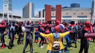 Watch masse people created famous Spider-Man pointing meme perfectly at #momocon2023