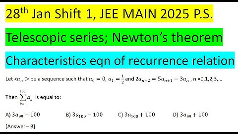Let a_n be a sequence such that〖 a〗_0=0, a_1=1/2 and 2a_(n+2)=5a_(n+1)-3a_n , n =0,1,2,3,…Then   is