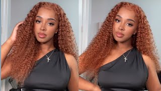 Unice Hair | Must Have Wig! Very Beginner Pre Everything Glueless Curly Auburn Wig Install &amp; Review