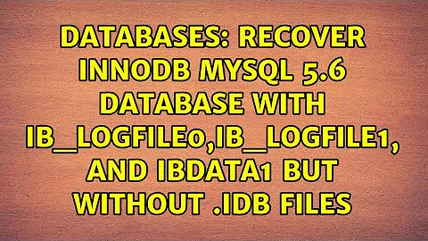 Recover innodb mysql 5.6 database WITH ib_logfile0,ib_logfile1, and ibdata1 but WITHOUT .idb files