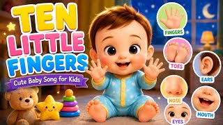 Ten Little Fingers Nursery Rhyme | Cute Baby Song for Kids | Anvik TV Rhymes screenshot 3