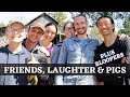 Friends laughter and pigs  bloopers  with growing little country homestead and the modern yeoman