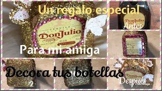 Tutorial in spanish! Como decorar una botella con brillantina y agrega, botellas decoradas