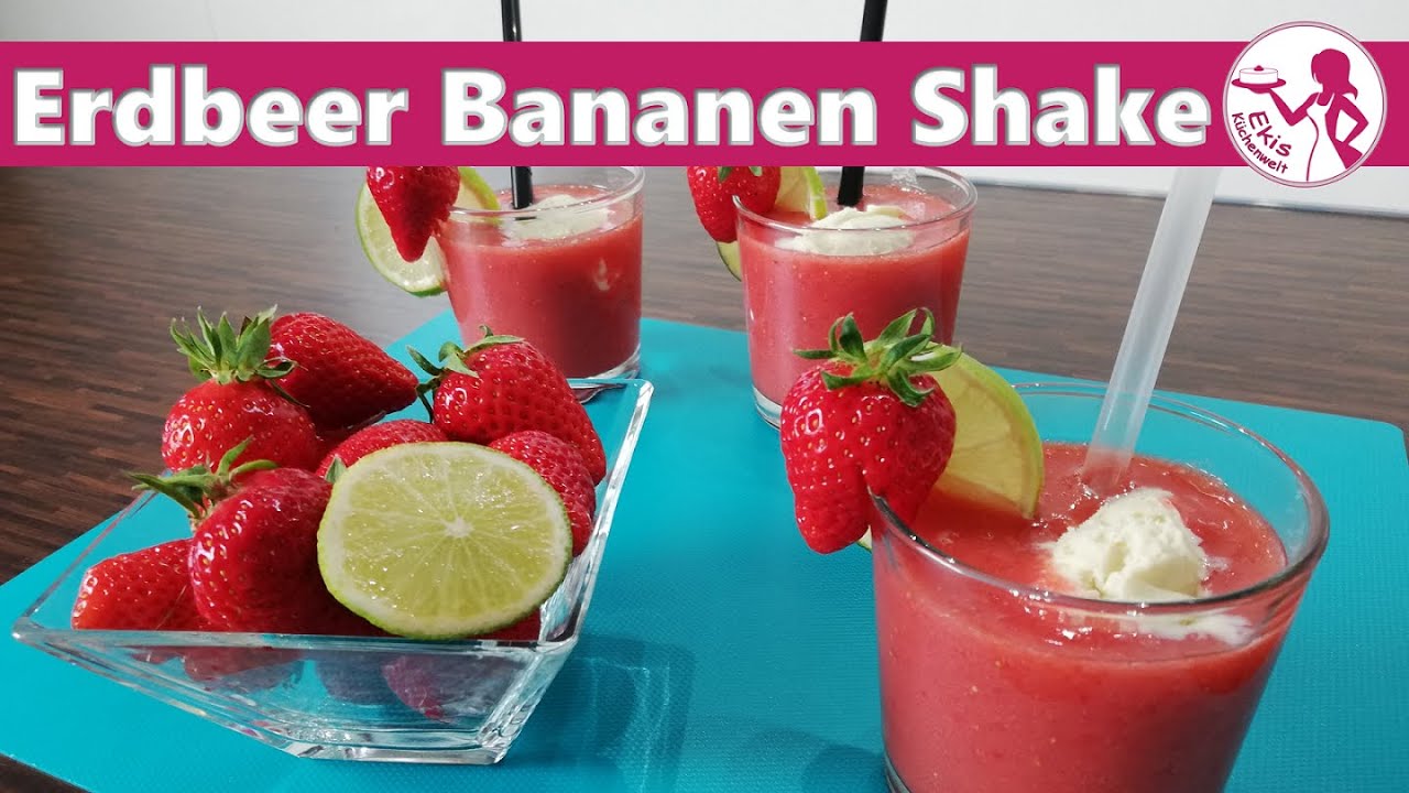 VITAMINBOMBE – Erdbeer Bananen Shake + Vanilleeis | Schneller Smoothie ...
