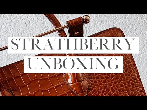 Strathberry midi tote bag in crocodile print leather