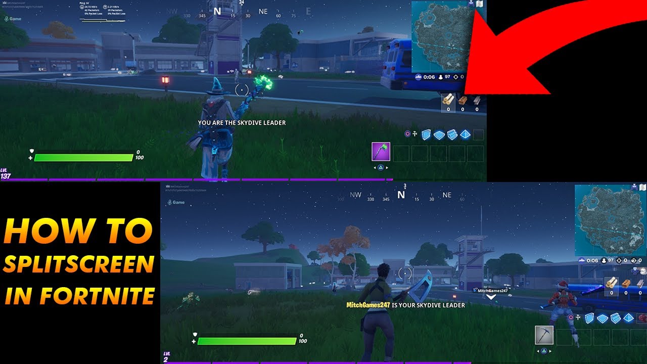 How to do 2 player split screen on Xbox Fortnite?